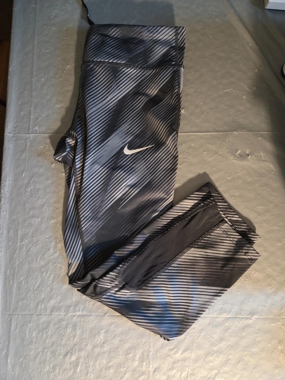 Nike Black and Gray Striped Women's Capris